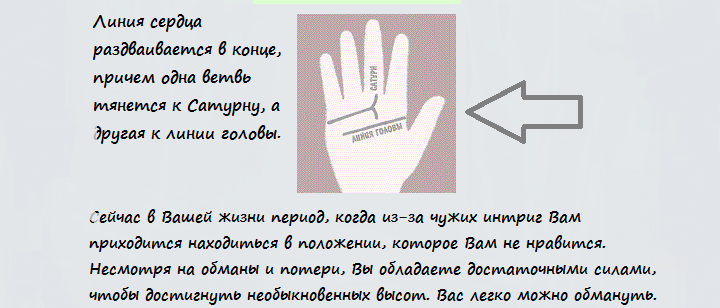 Линия жизни разветвляется. Линия сердца раздваивается на конце. Линия сердца разветвляется на конце. Раздвоение линии сердца в конце. Линия сердца разваливается.